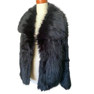 Funlingo black faux fur open front jacket Small like new